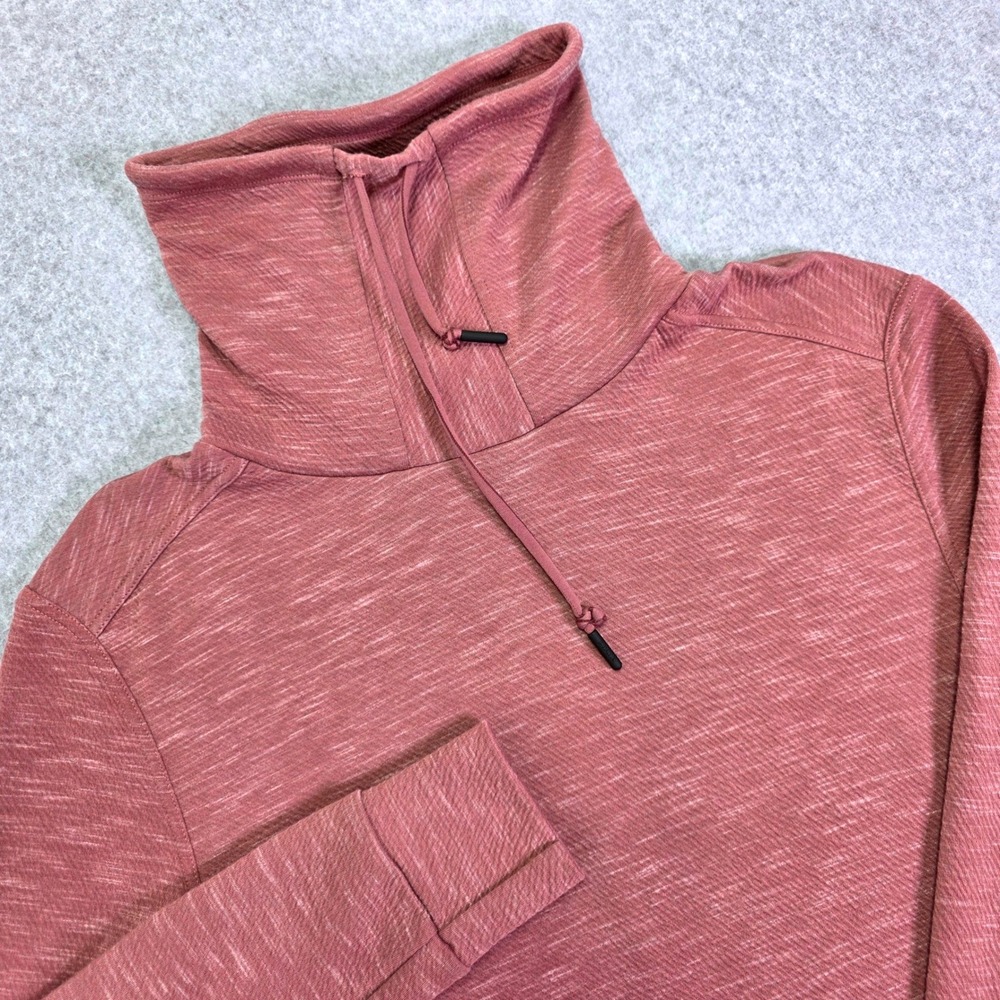 Prana Women's Medium Funnel Neck Sweater Dress Heathered Mahogany Rose Pockets